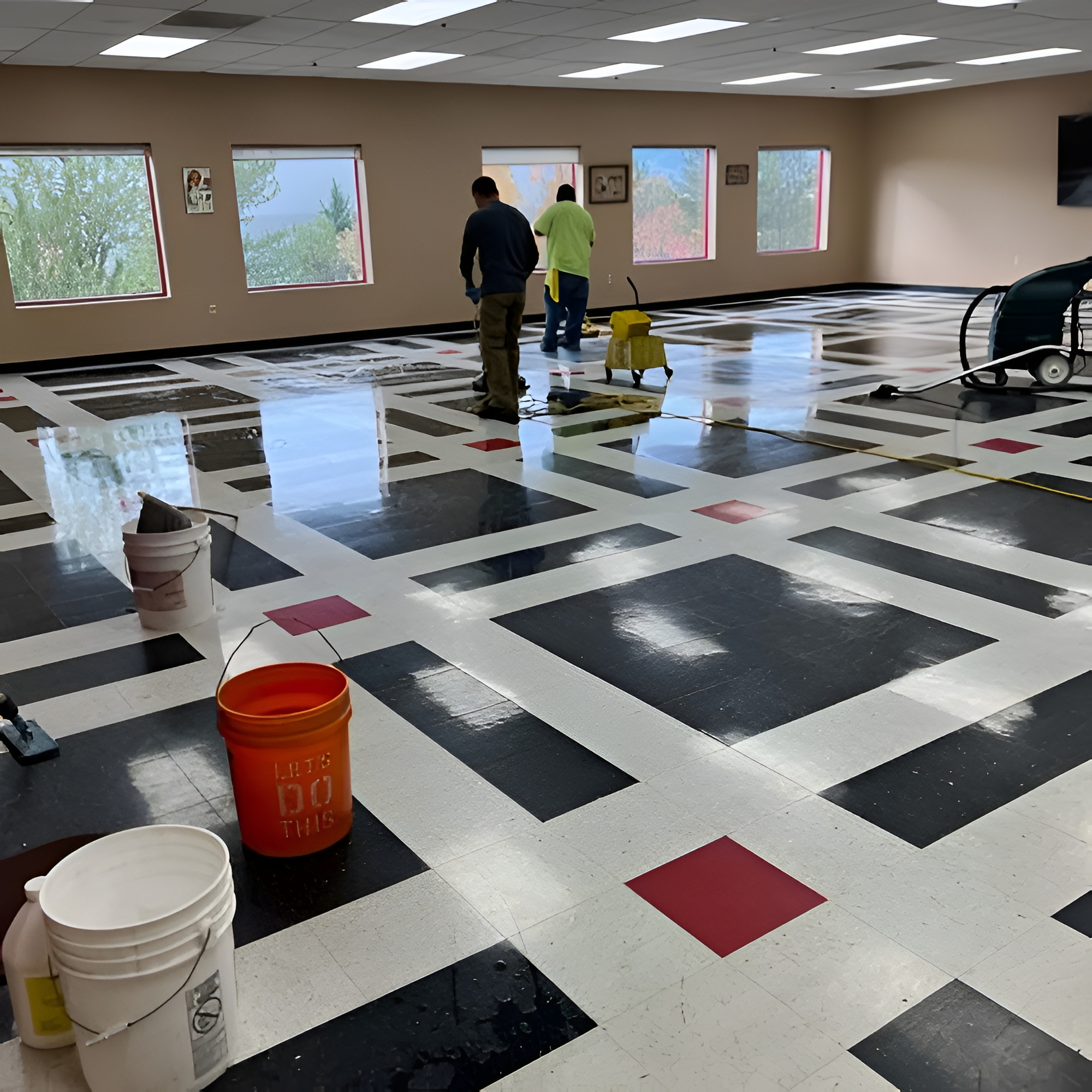 VCT floor during strip and wax in Reno NV
